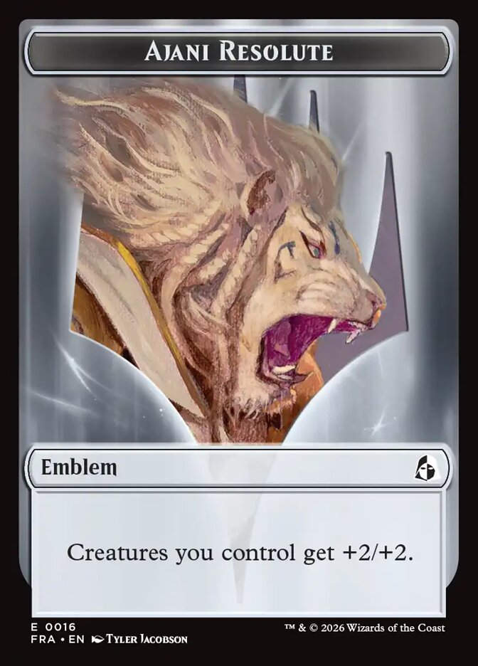 Ajani Resolute Emblem // Ajani's Pridemate (TFRA) (16 // 2)
