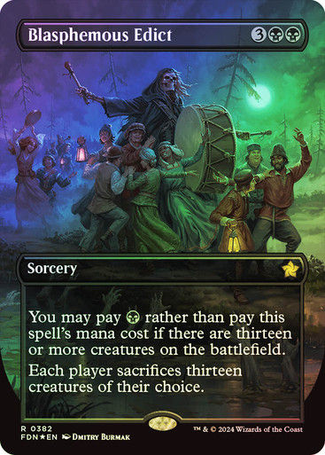 Blasphemous Edict (FDN) (382) / Mana Foil / Borderless