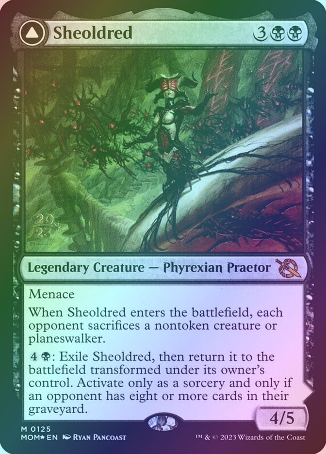 Sheoldred // The True Scriptures (PMOM) (125s) / Foil — cara 1 de 2