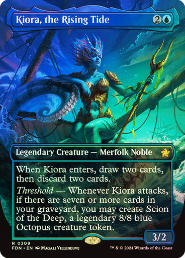 Kiora, the Rising Tide (FDN) (309) / Foil / Borderless