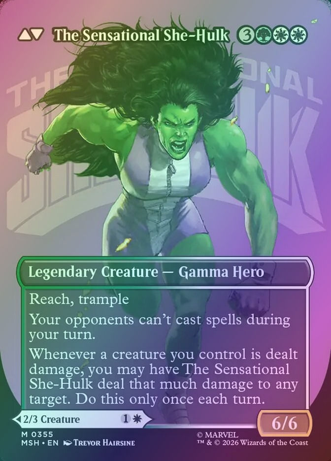 Jennifer Walters // The Sensational She-Hulk (MSH) (355) / Borderless / Foil — cara 2 de 2