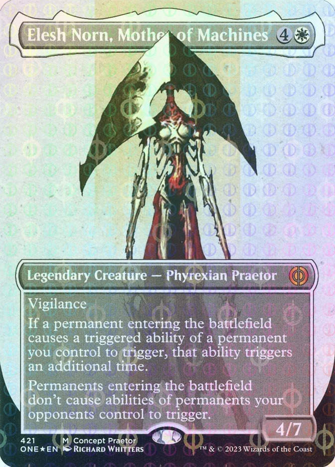 Elesh Norn, Mother of Machines (ONE) (421) / Borderless / Compleat Foil