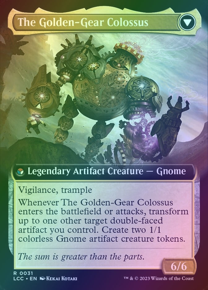 Tetzin, Gnome Champion // The Golden-Gear Colossus (LCC) (31) / Ext Art / Foil — cara 2 de 2