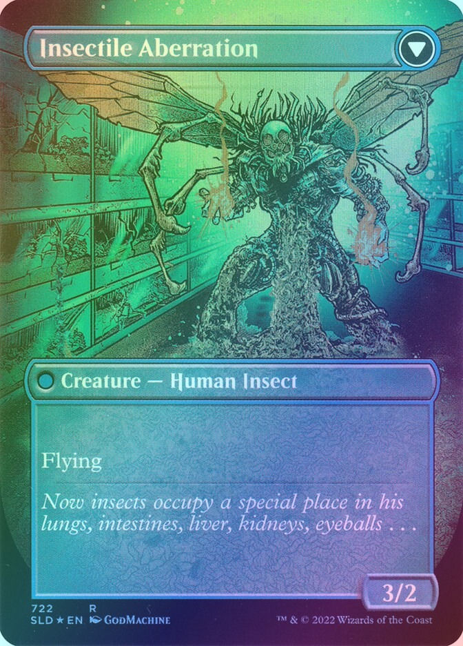 Delver of Secrets // Insectile Aberration (SLD) (722) / Borderless / Foil — cara 2 de 2