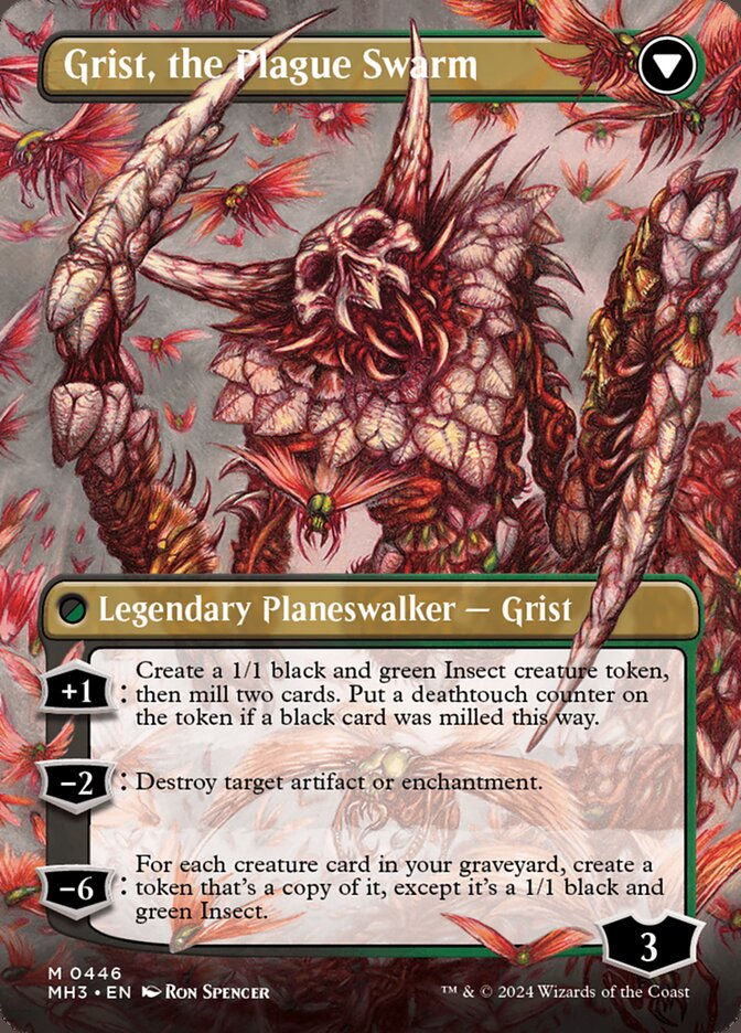 Grist, Voracious Larva // Grist, the Plague Swarm (MH3) (446) / Borderless — cara 2 de 2