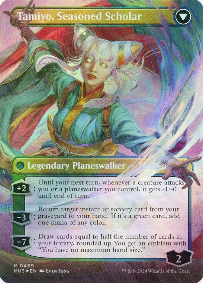Tamiyo, Inquisitive Student // Tamiyo (MH3) (469) / Borderless / Textured Foil — cara 2 de 2