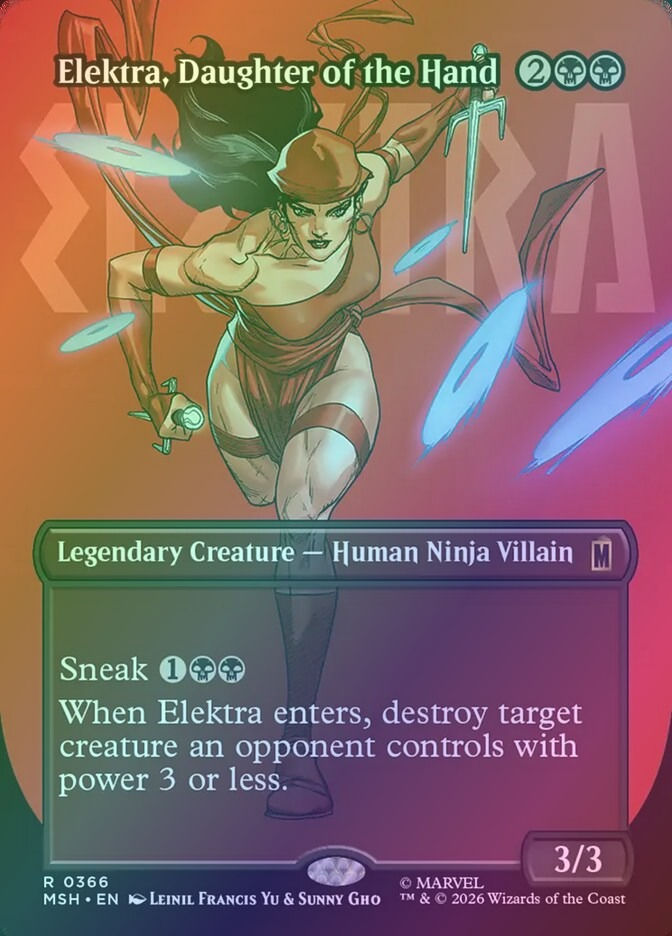 Elektra, Daughter of the Hand (MSH) (366) / Borderless / Foil