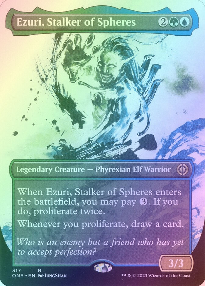Ezuri, Stalker of Spheres (ONE) (317) / Borderless / Showcase / Foil