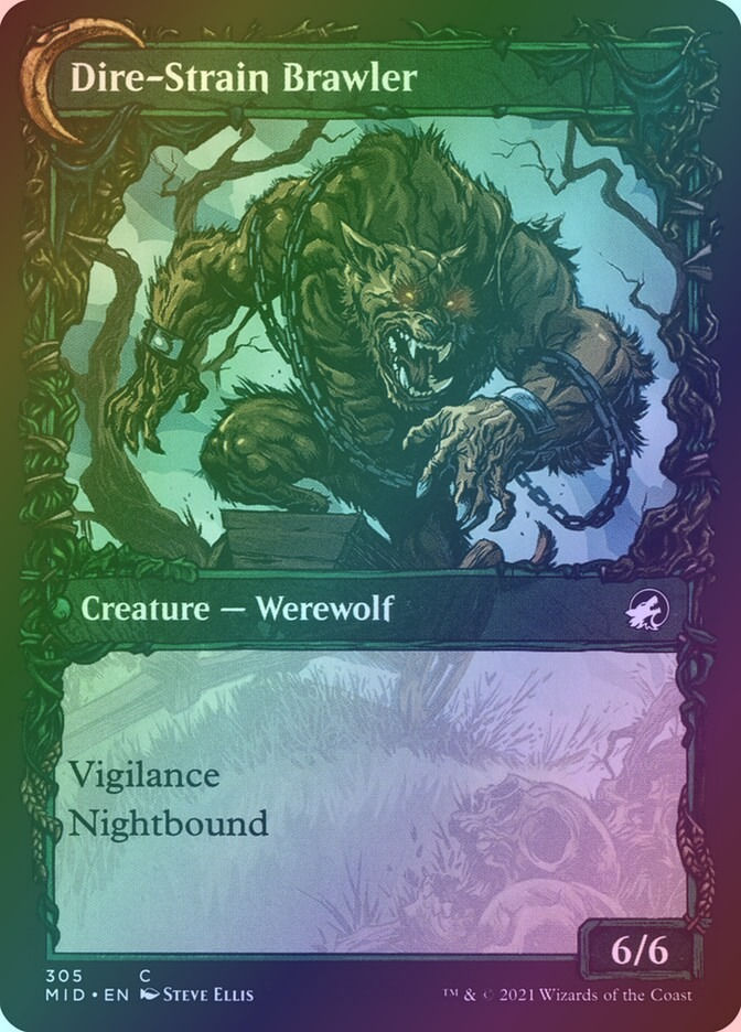 Tireless Hauler // Dire-Strain Brawler (MID) (305) / Showcase / Foil — cara 2 de 2