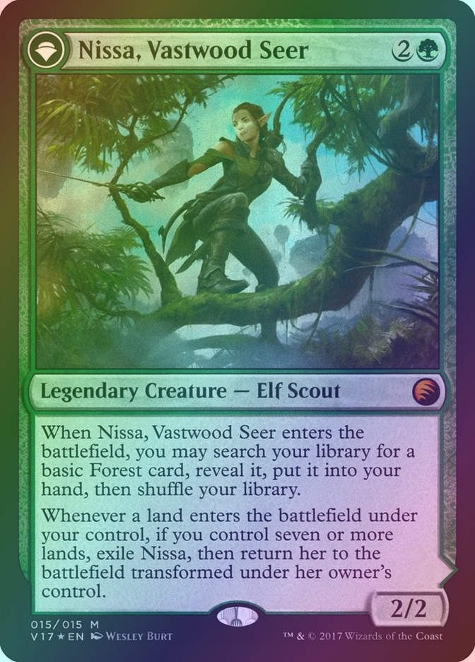 Nissa, Vastwood Seer // Nissa, Sage Animist (V17) (15) / Foil