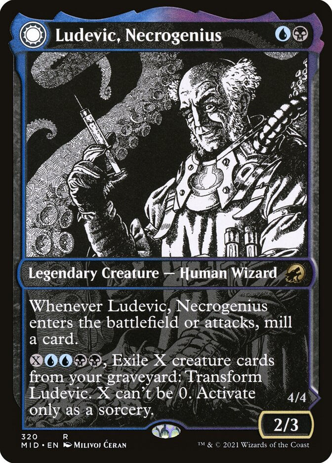 Ludevic, Necrogenius // Olag, Ludevic's Hubris (MID) (320) / Showcase — cara 1 de 2