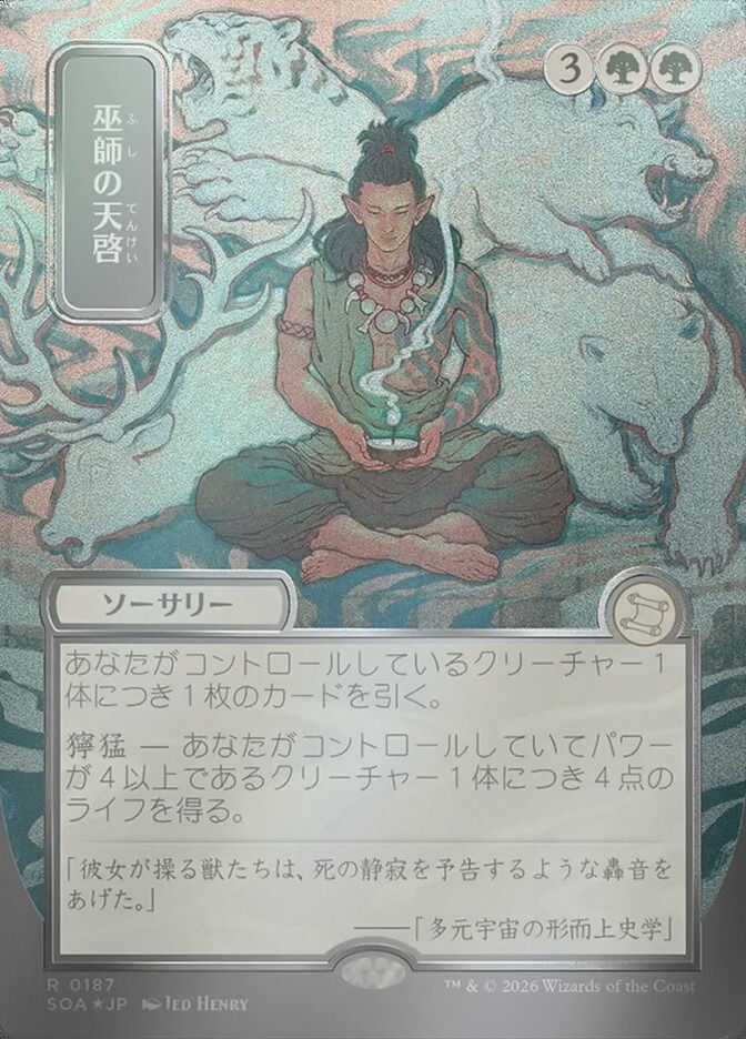 Shamanic Revelation (SOA) (187) / Borderless / Showcase / Silver Scroll Foil