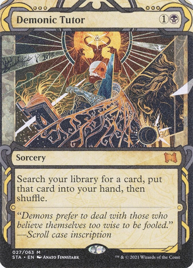 Demonic Tutor (STA) (27) / Borderless / Showcase / Foil Etched