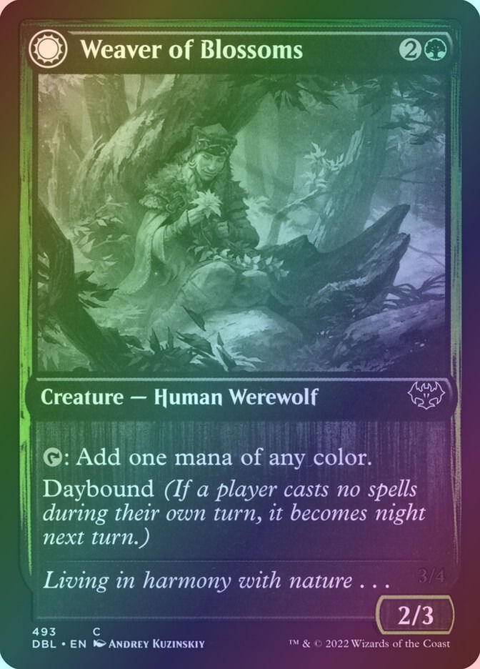 Weaver of Blossoms // Blossom-Clad Werewolf (DBL) (493) / Foil — cara 1 de 2
