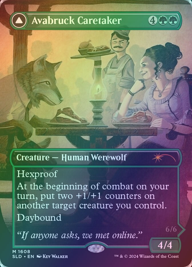 Avabruck Caretaker // Hollowhenge Huntmaster (SLD) (1608) / Borderless / Foil — cara 1 de 2