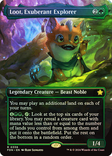 Loot, Exuberant Explorer (FDN) (336) / Foil / Borderless