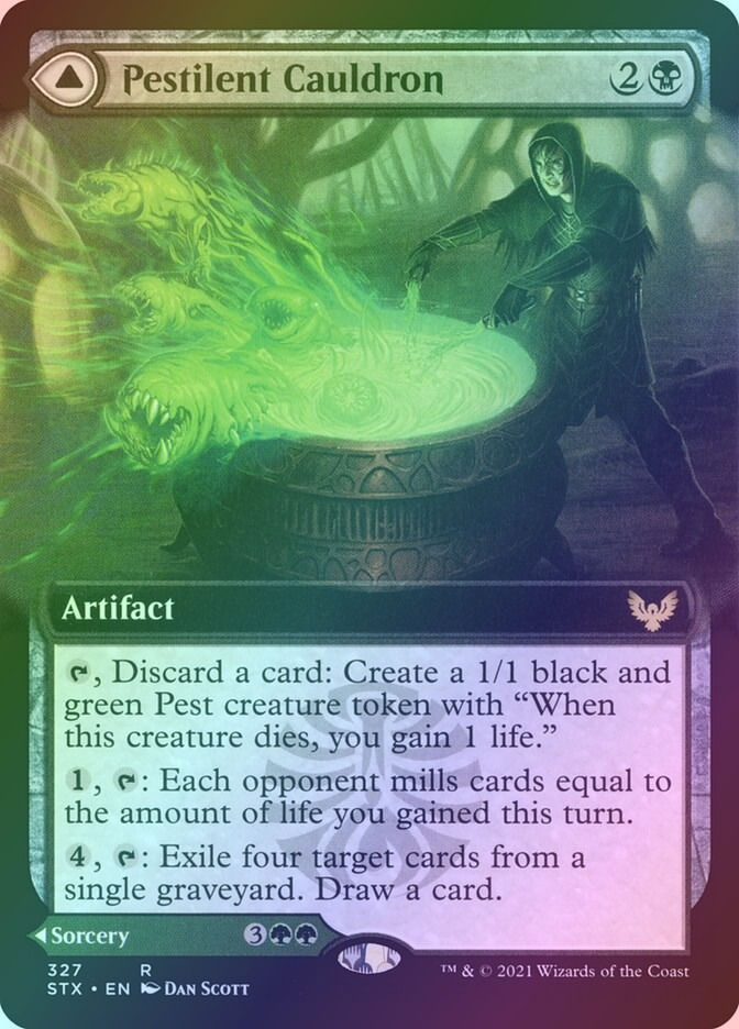 Pestilent Cauldron // Restorative Burst (STX) (327) / Extended Art / Foil — cara 1 de 2
