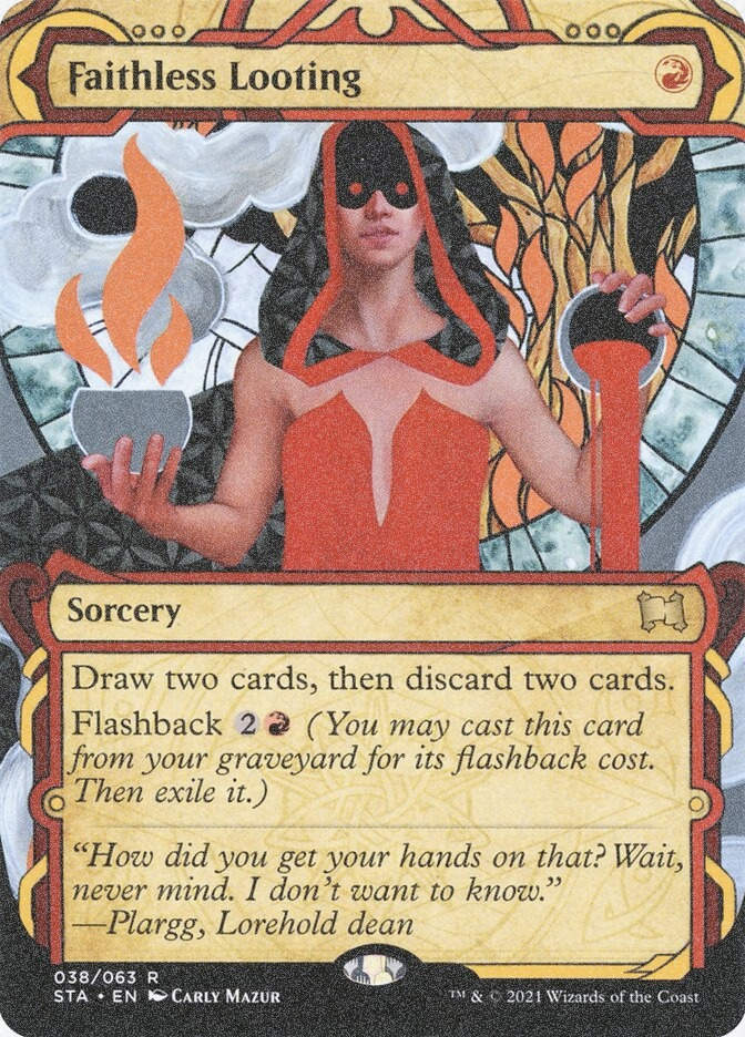 Faithless Looting (STA) (38) / Borderless / Showcase / Foil Etched