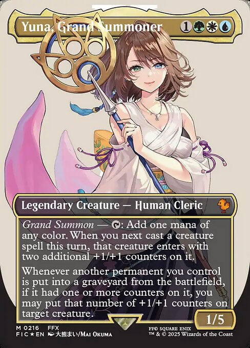 Yuna, Grand Summoner (FIC) (216) / Borderless / Surge Foil