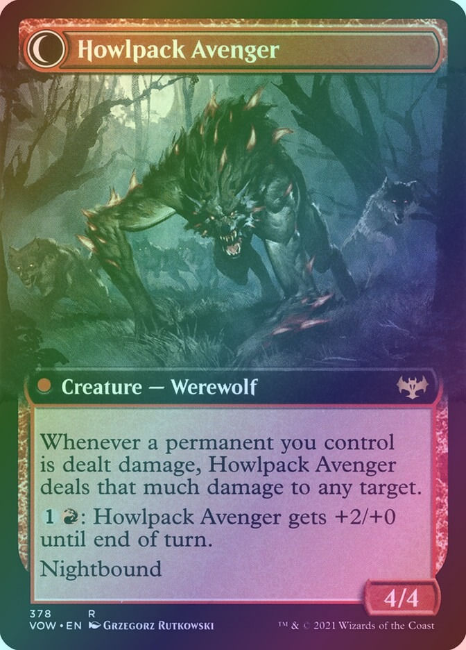 Ill-Tempered Loner // Howlpack Avenger (VOW) (378) / Extended Art / Foil — cara 2 de 2