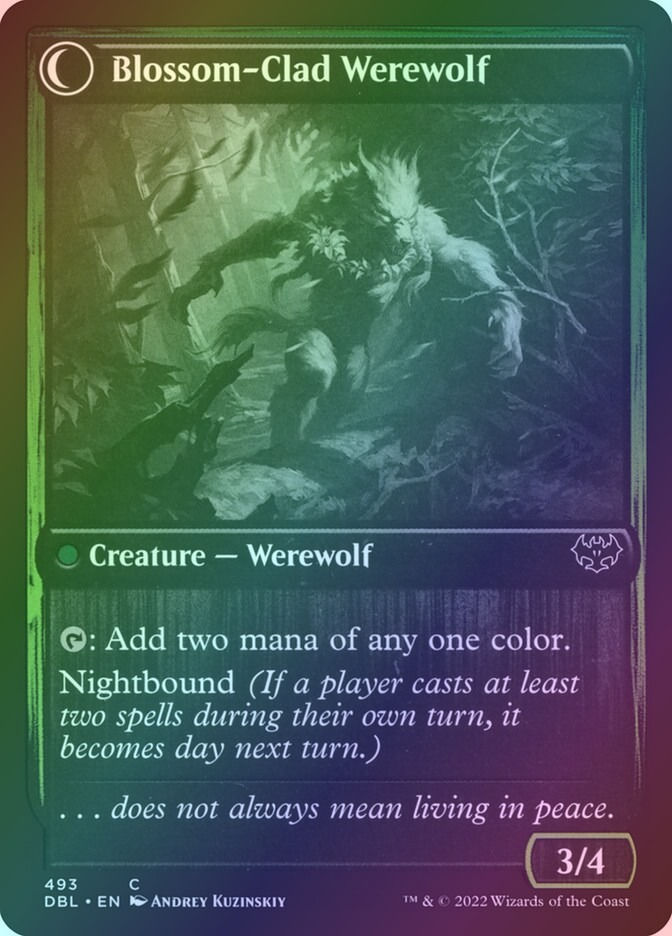 Weaver of Blossoms // Blossom-Clad Werewolf (DBL) (493) / Foil — cara 2 de 2