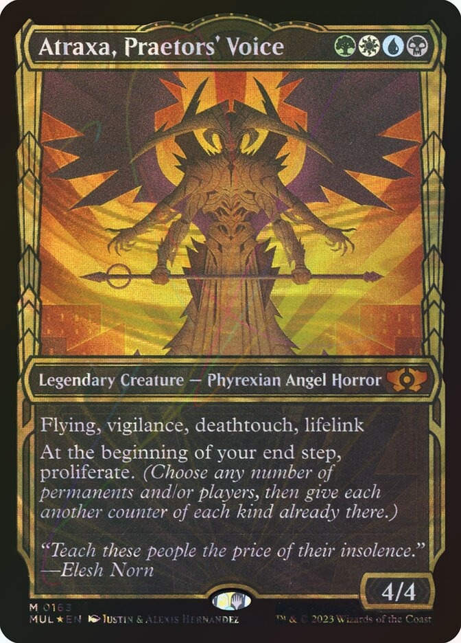 Atraxa, Praetors' Voice (MUL) (163) / Showcase / Halo Foil
