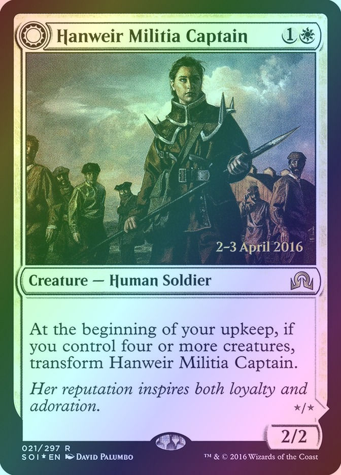 Hanweir Militia Captain // Westvale Cult Leader (PSOI) (21s) / Foil — cara 1 de 2
