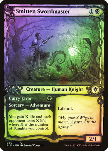 Smitten Swordmaster // Curry Favor (ELD) (290) / Showcase / Foil