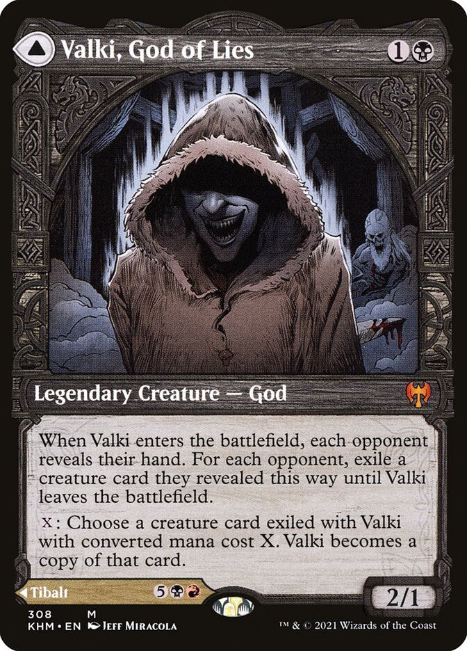 Valki, God of Lies // Tibalt, Cosmic Impostor (KHM) (308) / Showcase — cara 1 de 2