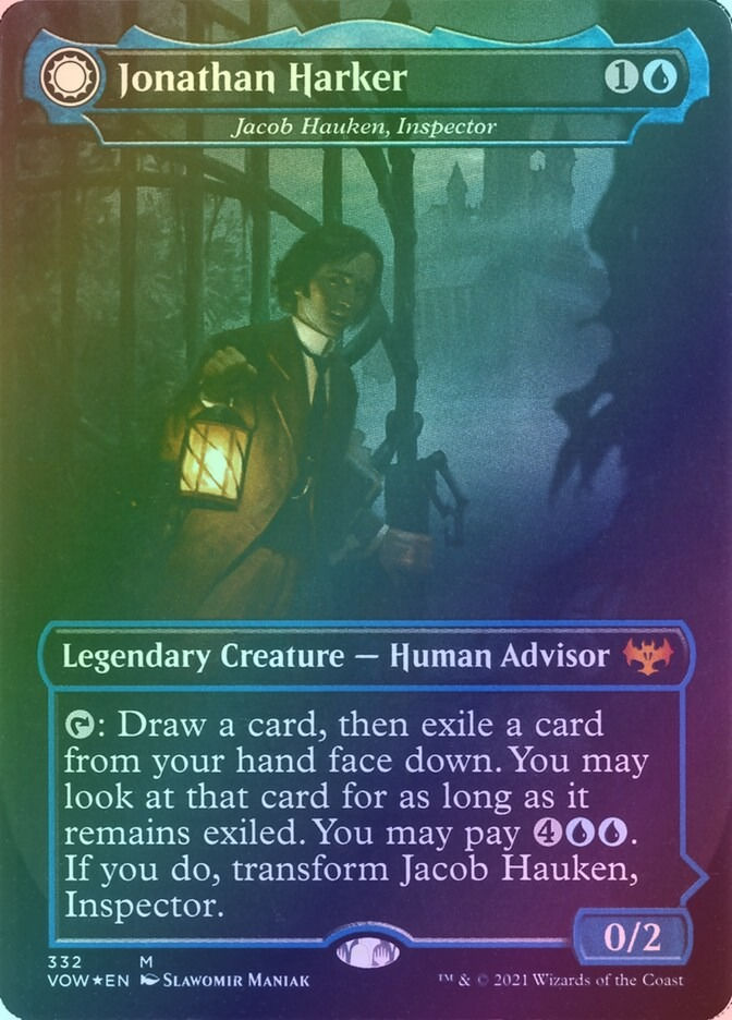 Jacob Hauken, Inspector // Hauken's Insight (VOW) (332) / Borderless / Foil — cara 1 de 2