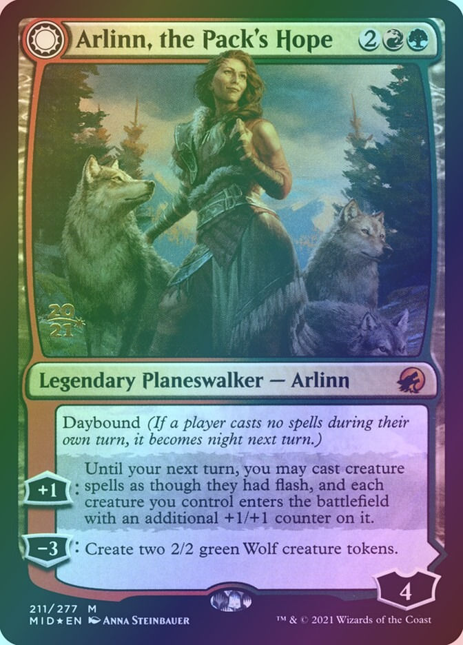 Arlinn, the Pack's Hope // Arlinn, the Moon's Fury (PMID) (211s) / Foil — cara 1 de 2
