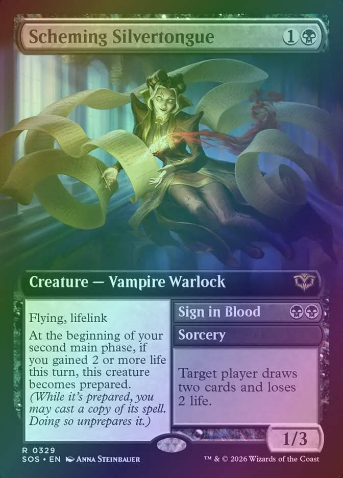 Scheming Silvertongue // Sign in Blood (SOS) (329) / Extended Art / Foil