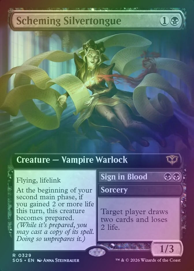 Scheming Silvertongue // Sign in Blood (SOS) (329) / Extended Art / Foil