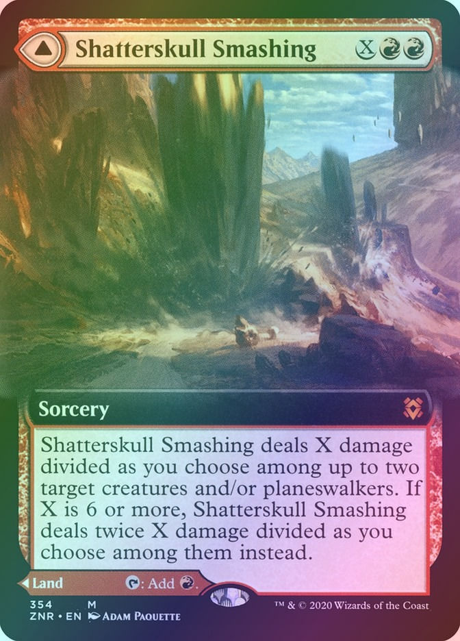 Shatterskull Smashing // Shatterskull, the Hammer Pass (ZNR) (354) /Ext / Foil — cara 1 de 2