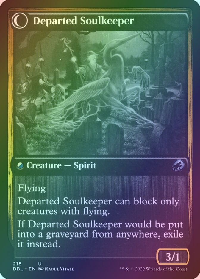 Devoted Grafkeeper // Departed Soulkeeper (DBL) (218) / Foil — cara 2 de 2