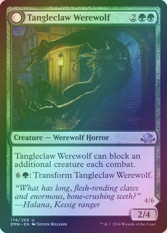 Tangleclaw Werewolf // Fibrous Entangler (EMN) (174) / Foil — cara 1 de 2