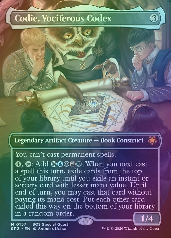 Codie, Vociferous Codex (SPG) (157) / Borderless / Foil