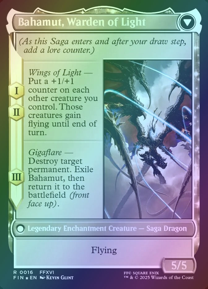 Dion, Bahamut's Dominant // Bahamut, Warden of Light (PFIN) (16s) / Foil — cara 2 de 2