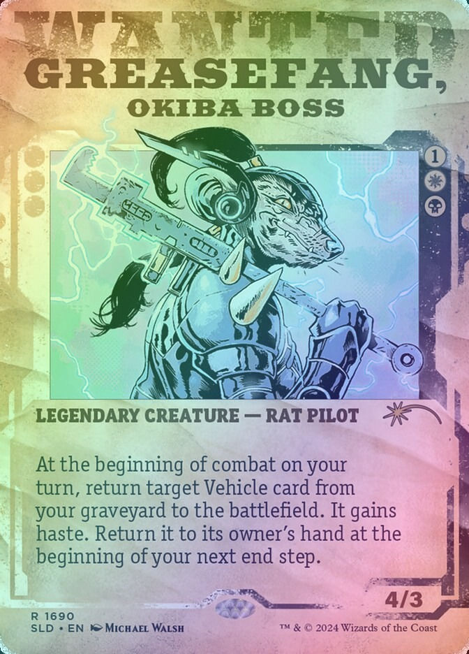 Greasefang, Okiba Boss (SLD) (1690) / Borderless / Showcase / Rainbow Foil