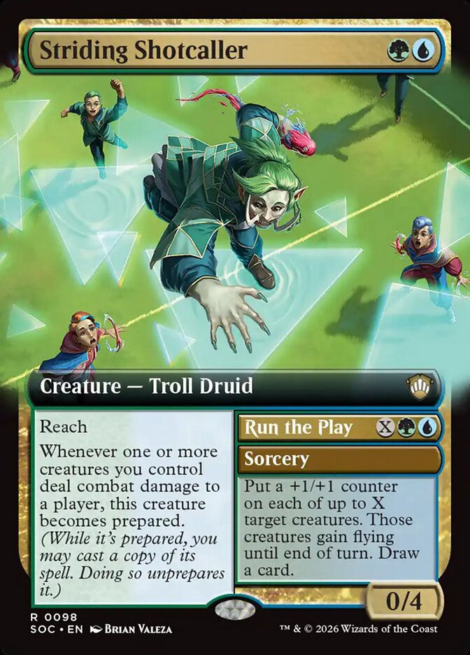 Striding Shotcaller // Run the Play (SOC) (98) / Extended Art