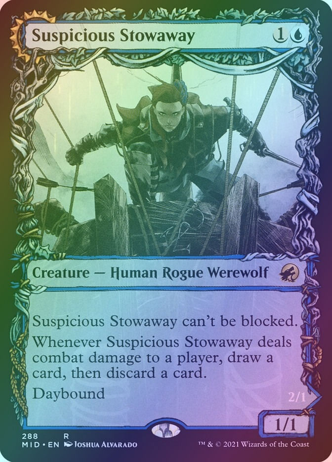 Suspicious Stowaway // Seafaring Werewolf (MID) (288) / Showcase / Foil — cara 1 de 2