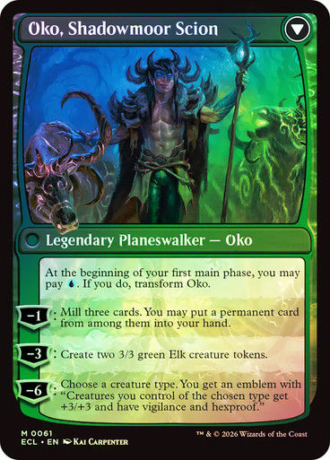 Oko, Lorwyn Liege // Oko, Shadowmoor Scion (ECL) (61) / Foil — cara 2 de 2