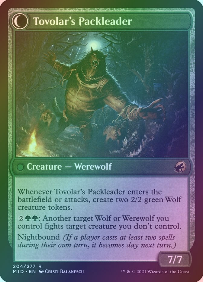 Tovolar's Huntmaster // Tovolar's Packleader (MID) (204) / Foil — cara 2 de 2
