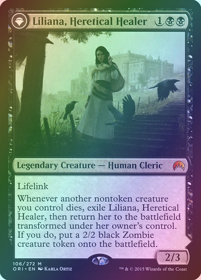 Liliana, Heretical Healer // Liliana, Defiant Necromancer (ORI) (106) / Foil — cara 1 de 2