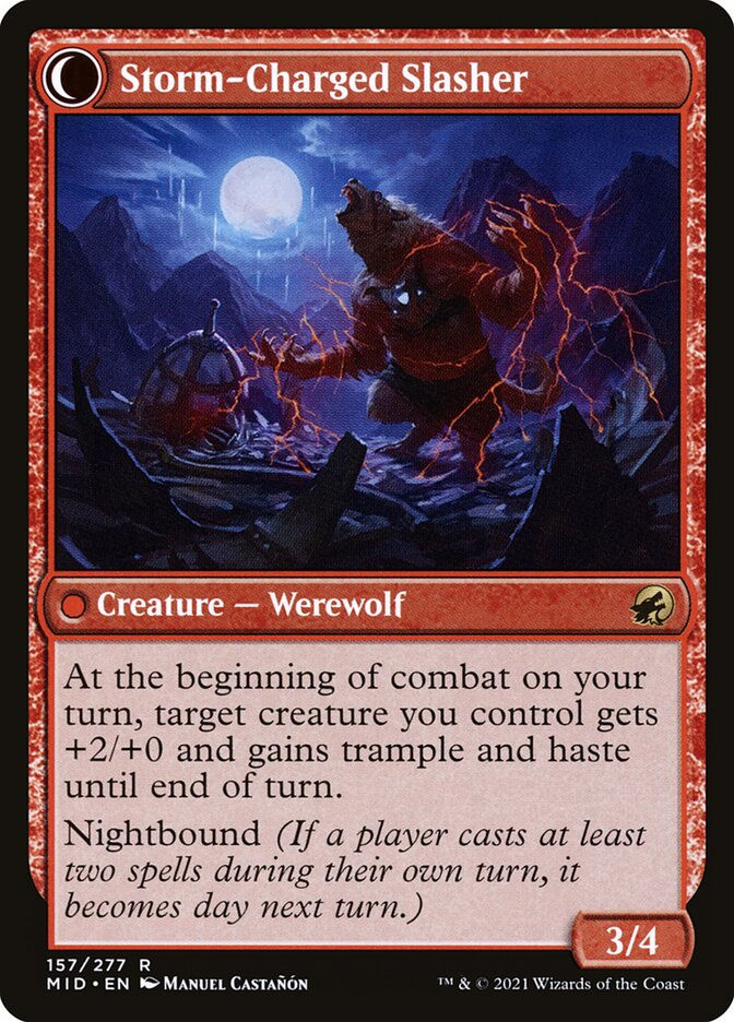 Reckless Stormseeker // Storm-Charged Slasher (MID) (157) — cara 2 de 2