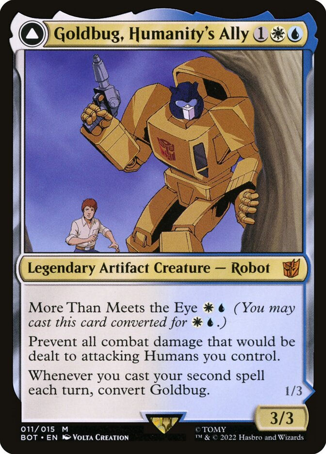 Goldbug, Humanity's Ally // Goldbug, Scrappy Scout (BOT) (11) — cara 1 de 2