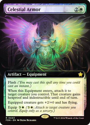 Celestial Armor (FDN) (443) / Foil / Extended Art