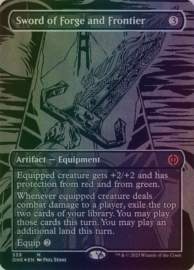 Sword of Forge and Frontier (ONE) (359) / Borderless / Oil Slick Foil