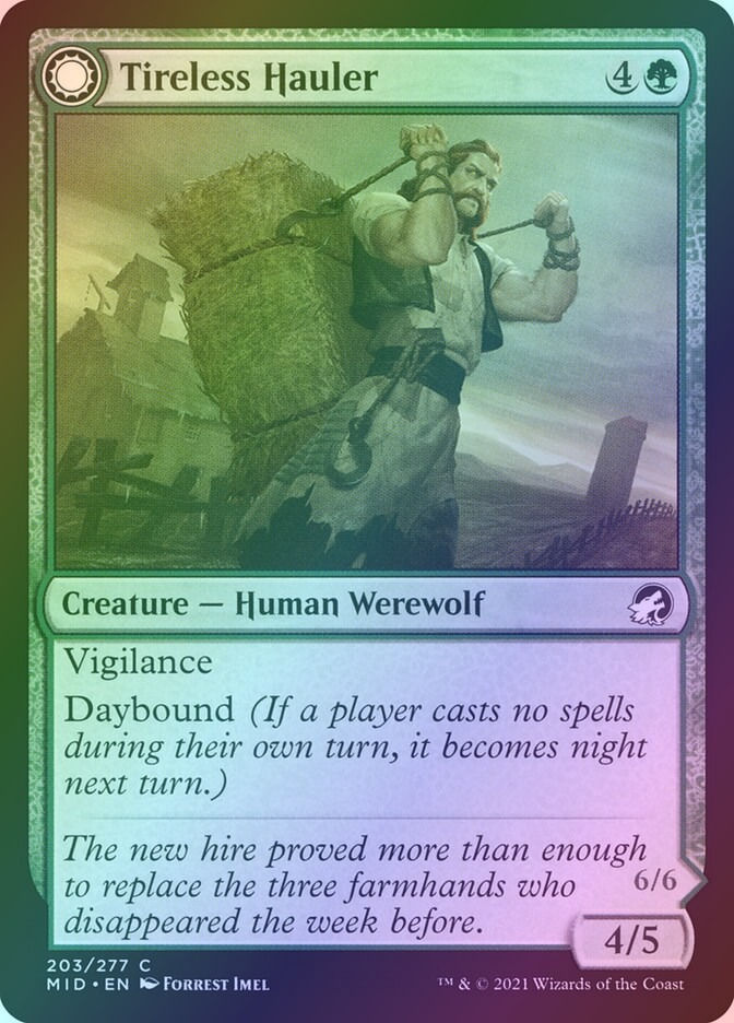 Tireless Hauler // Dire-Strain Brawler (MID) (203) / Foil — cara 1 de 2
