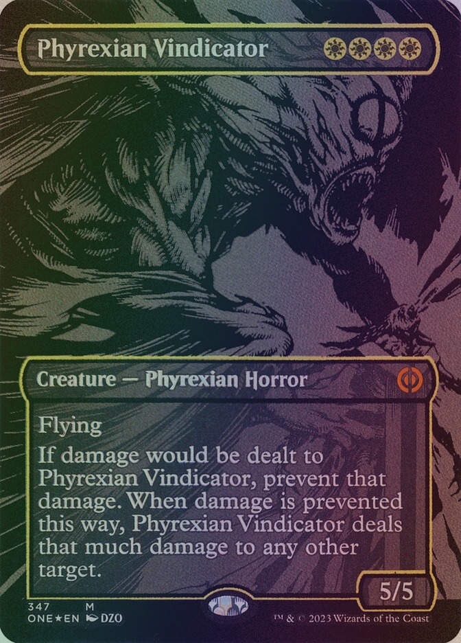 Phyrexian Vindicator (ONE) (347) / Borderless / Oil Slick Foil